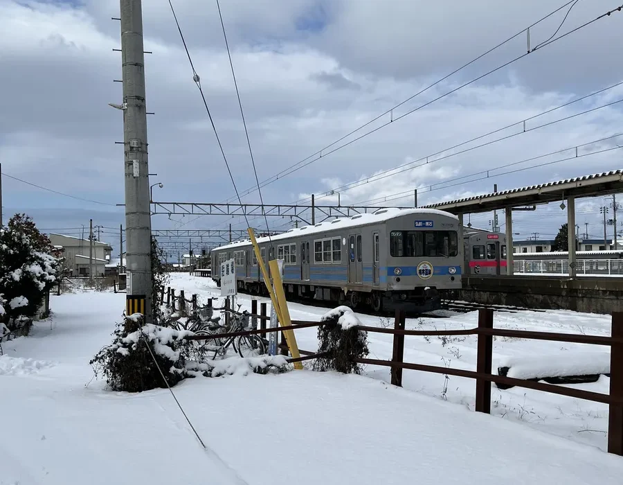 trains covered in snow in Aomori